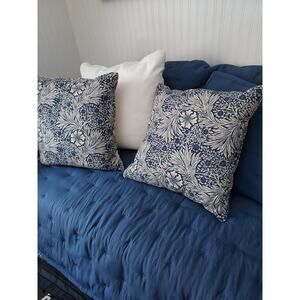 William Morris Set 2 Pillow Cover Only Marigold Indigo 20 X 20 Self Piped Zipper